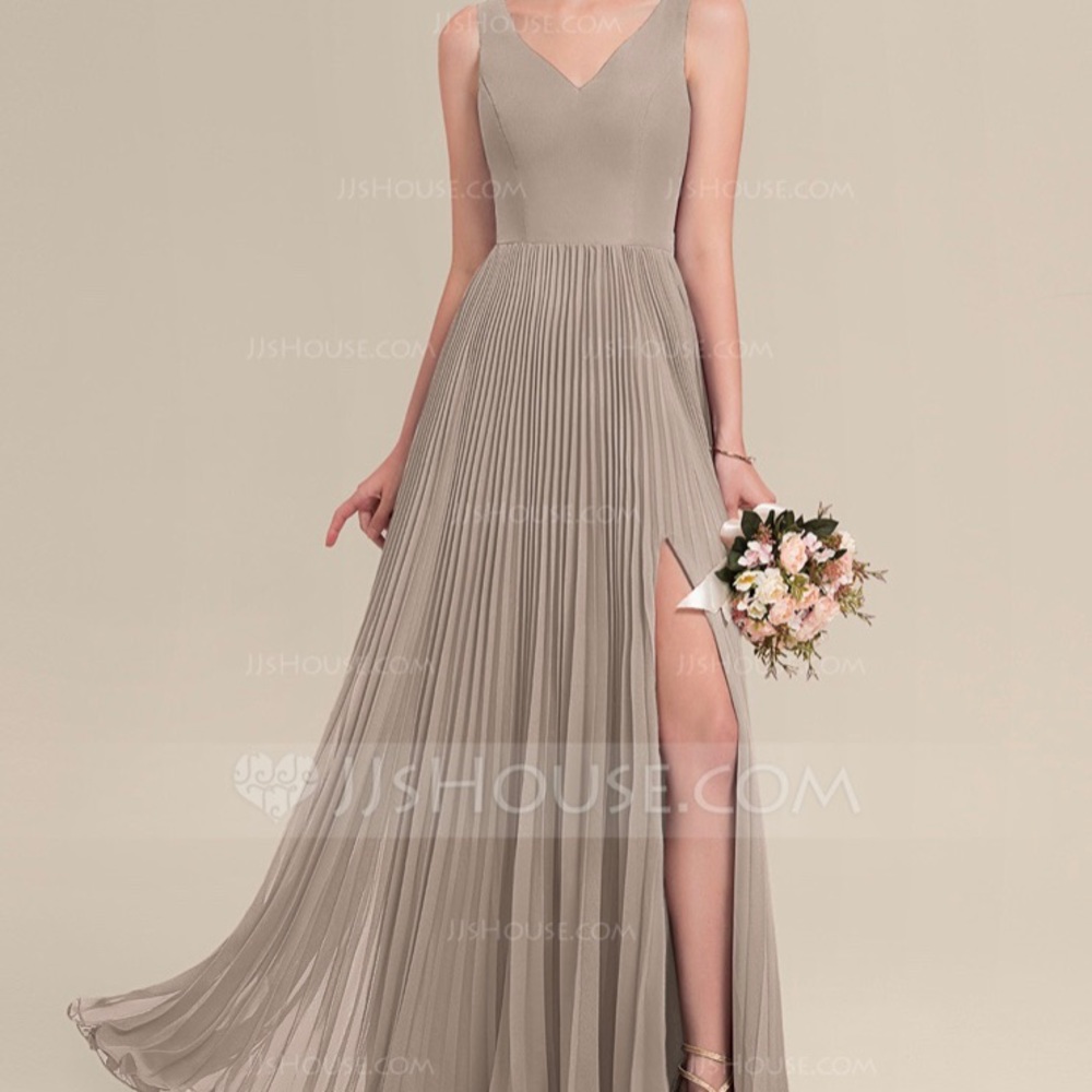 NEW TAUPE BRIDESMAIDS DRESS, TAGS ON & IN PACKAGE!